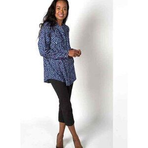 Betabrand Navy and White Blouse